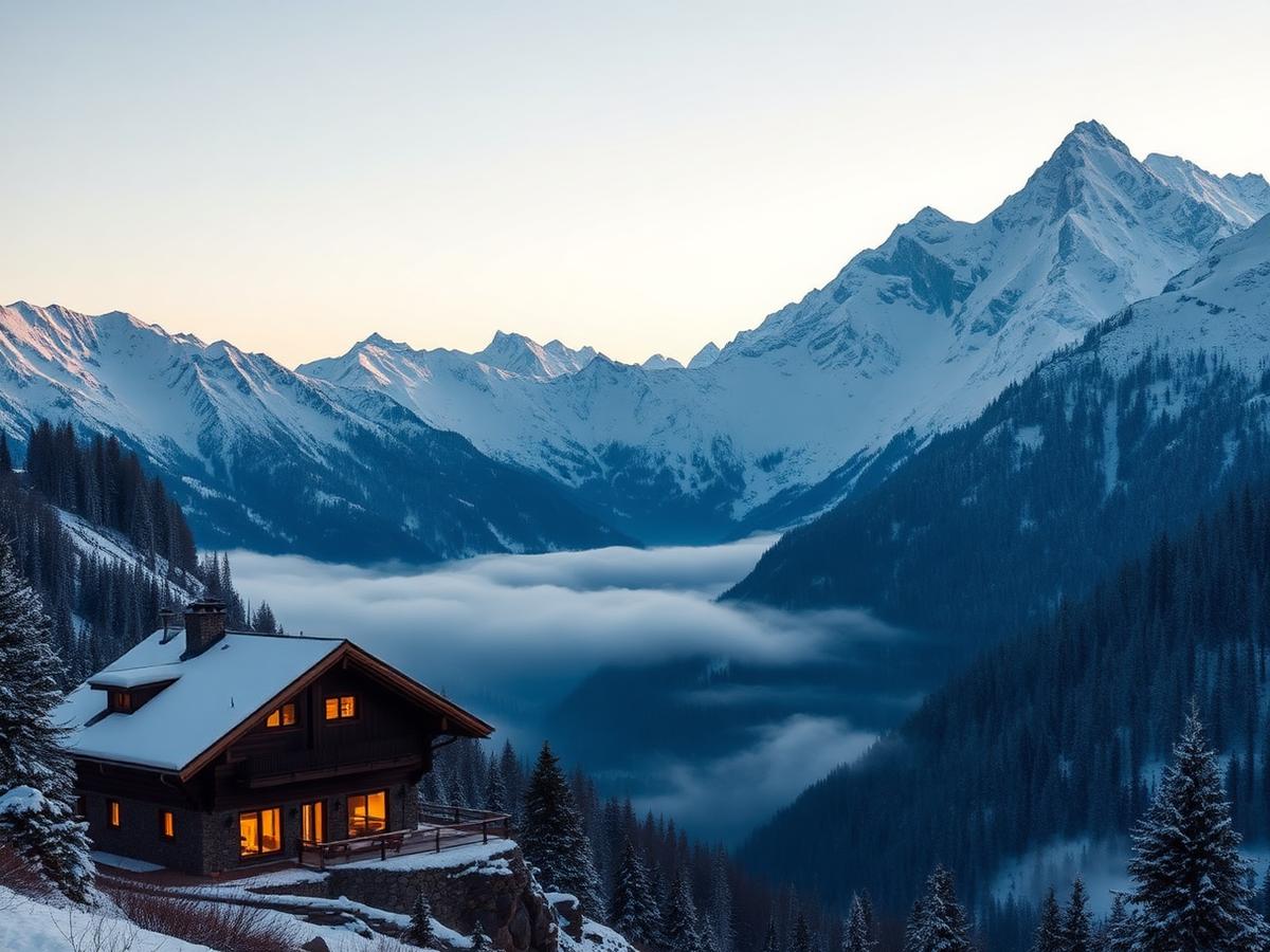 Dramatic mountain landscape at dawn